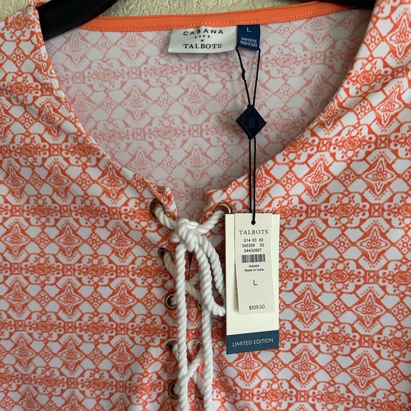 Cabana Life x Talbots Dress Large Orange Geometric Tassel Strechy - Picture 2 of 2